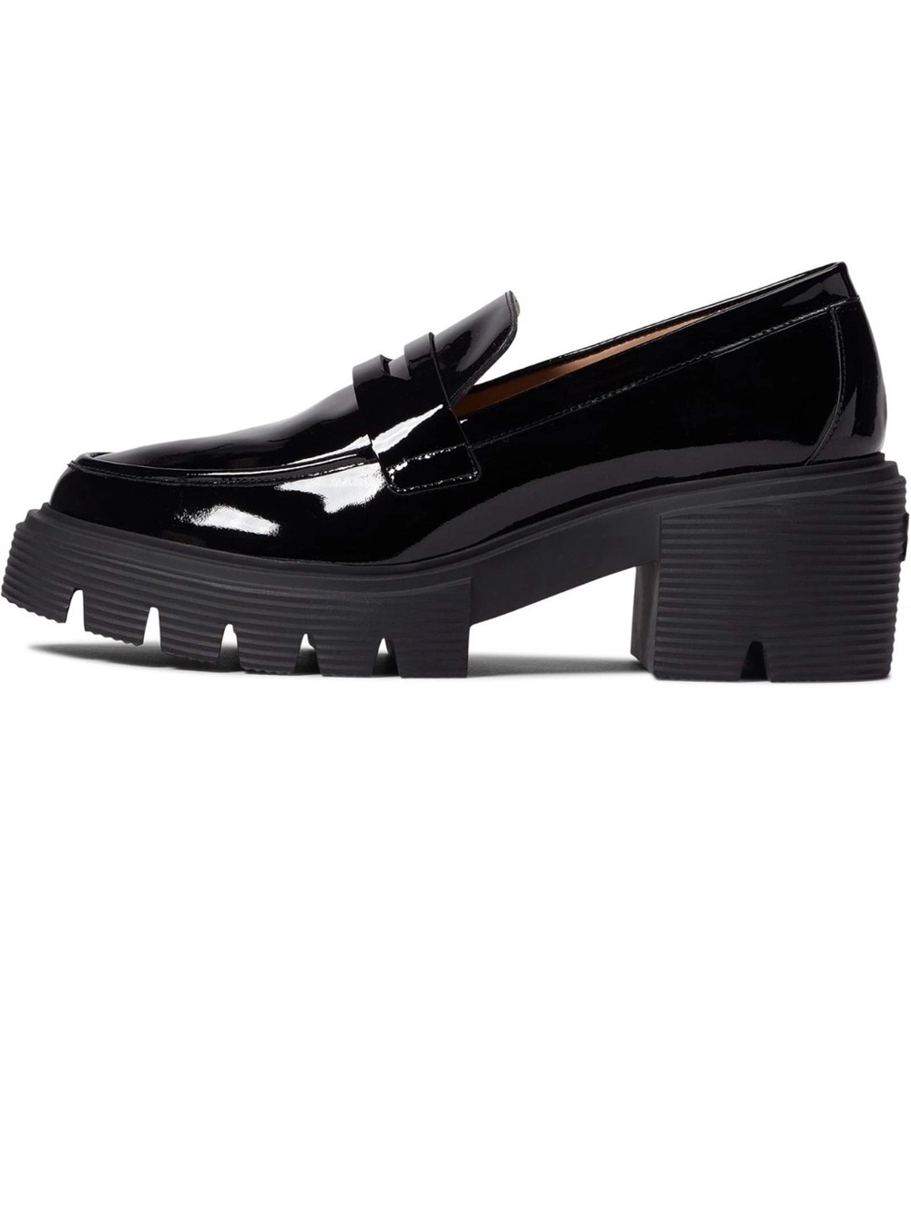 Stuart Weitzman Bedford Patent Lug Sole Loafers Black 9 Never Worn